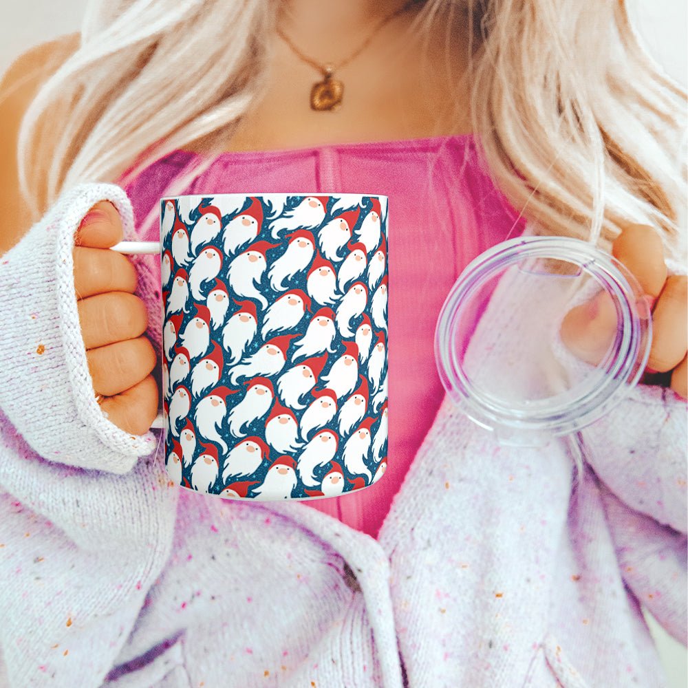 Gnome Santa Pattern Insulated Travel Mug - Loftipop