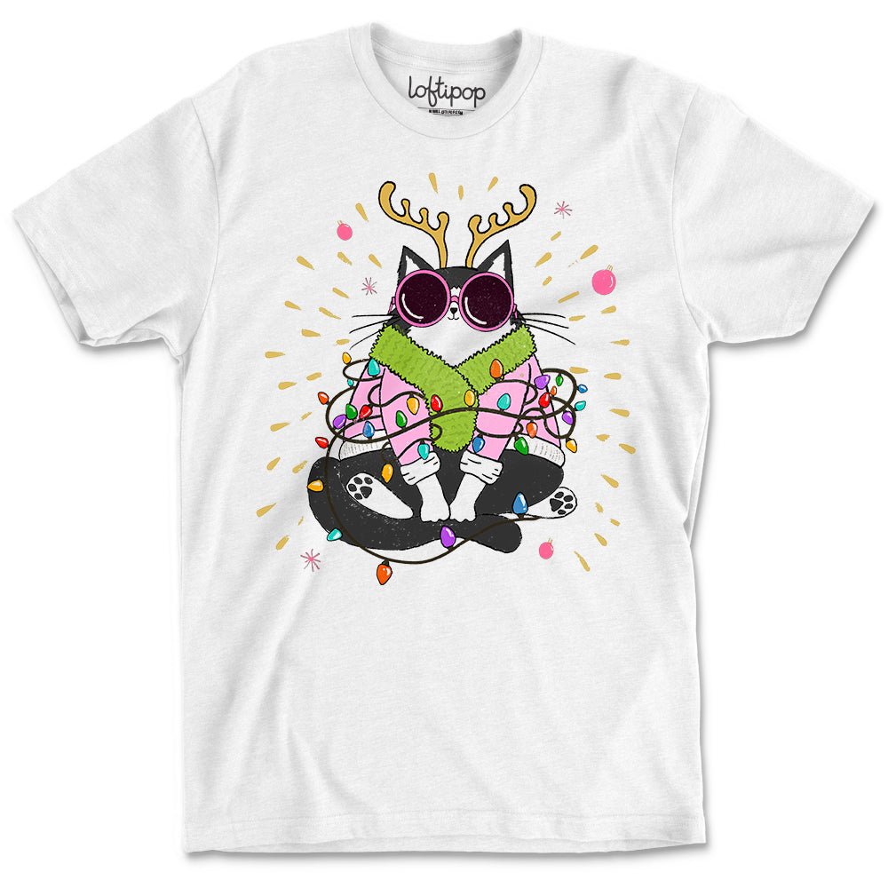 Groovy Holiday Cat Crewneck T-Shirt - Loftipop