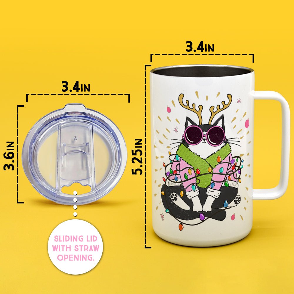 Groovy Holiday Cat Insulated Travel Mug - Loftipop