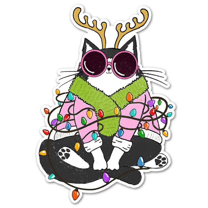 Groovy Holiday Cat Sticker - Loftipop