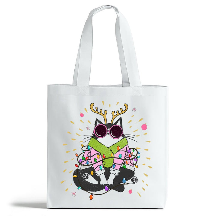 Groovy Holiday Cat Tote Bag - Loftipop