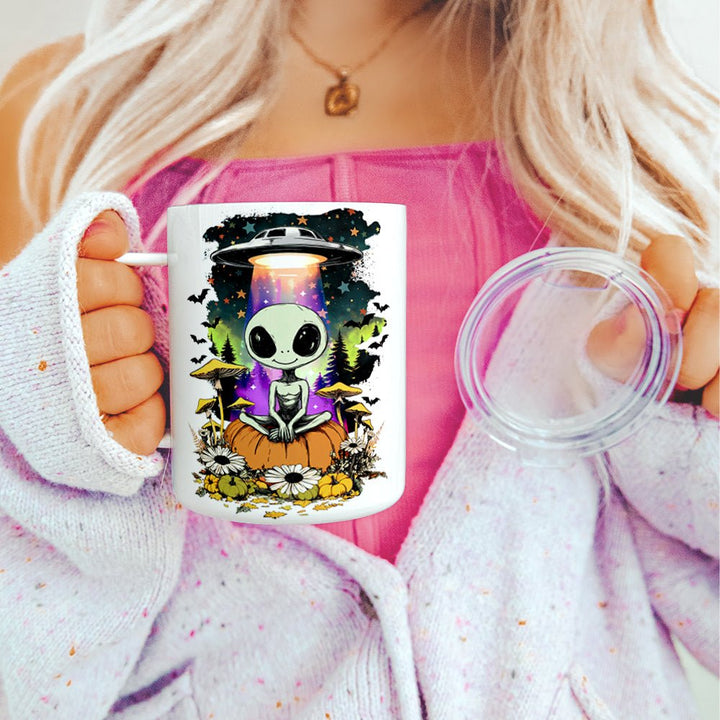 Halloween Alien Insulated Travel Mug - Loftipop