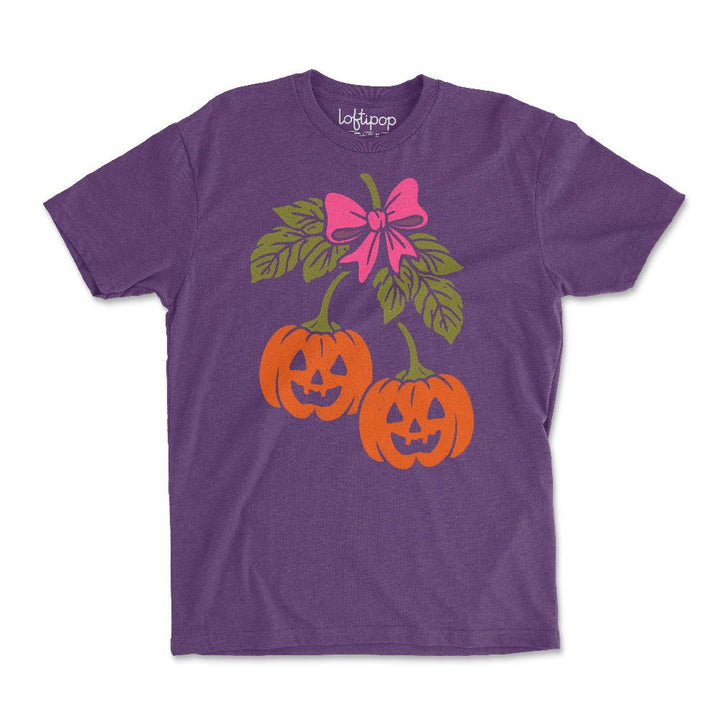 Halloween Pumpkin Cherries Crewneck Tshirt - Loftipop