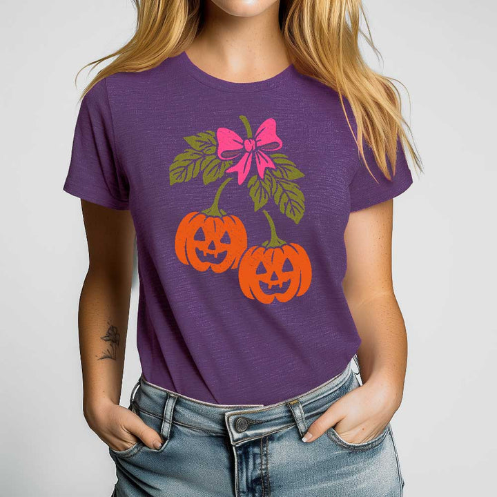 Halloween Pumpkin Cherries Crewneck Tshirt - Loftipop