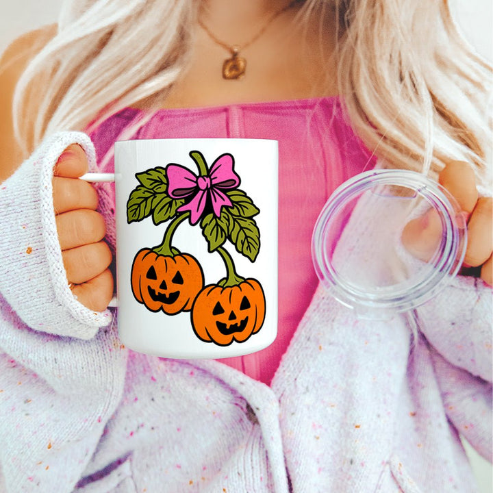 Halloween Pumpkin Cherries Insulated Travel Mug - Loftipop