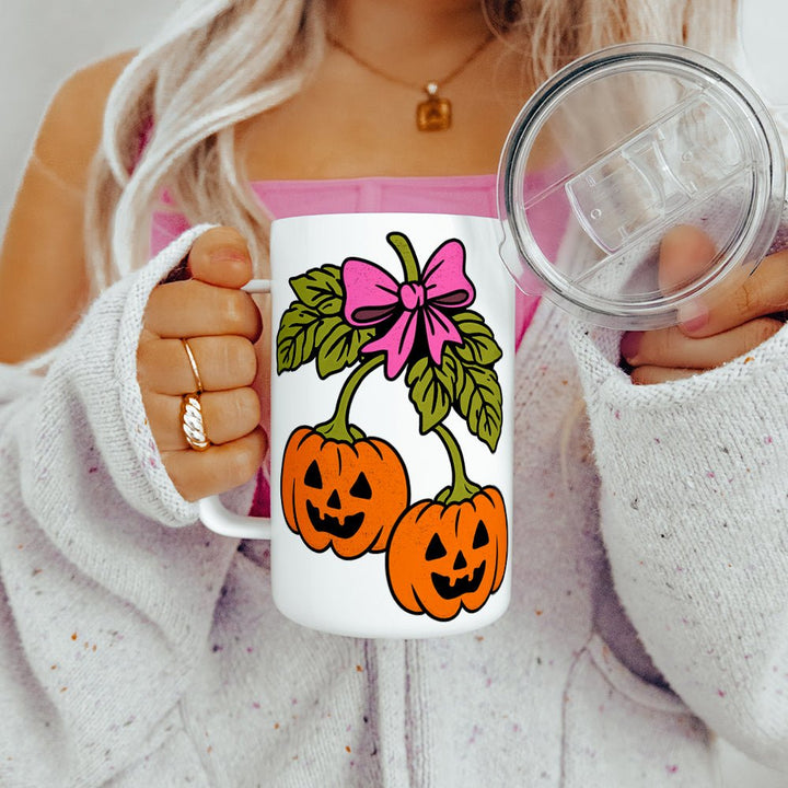 Halloween Pumpkin Cherries Insulated Travel Mug - Loftipop