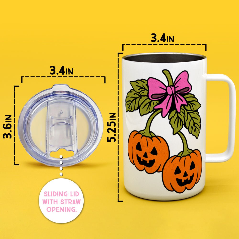 Halloween Pumpkin Cherries Insulated Travel Mug - Loftipop