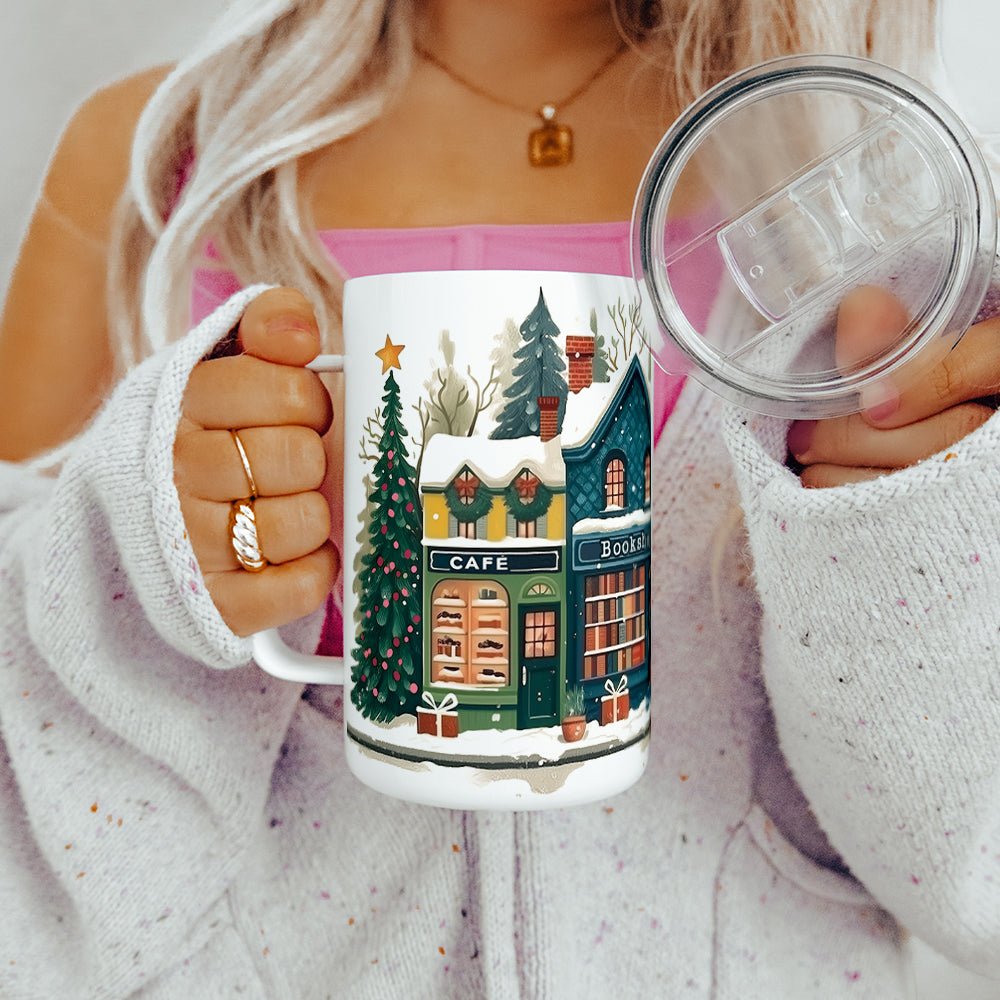 Holiday Storefront Shops Insulated Travel Mug - Loftipop