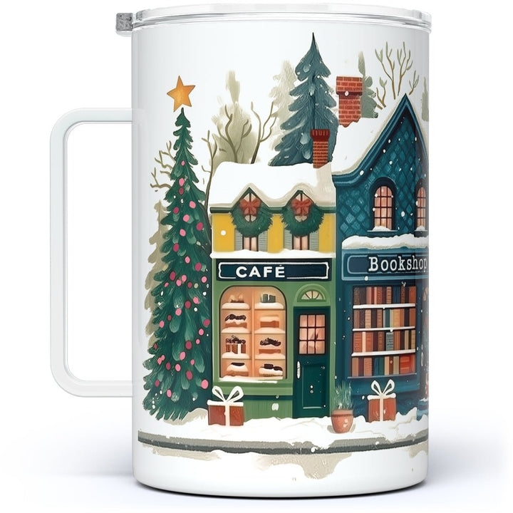 Holiday Storefront Shops Insulated Travel Mug - Loftipop