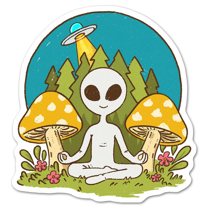 Meditating Alien Sticker - Loftipop