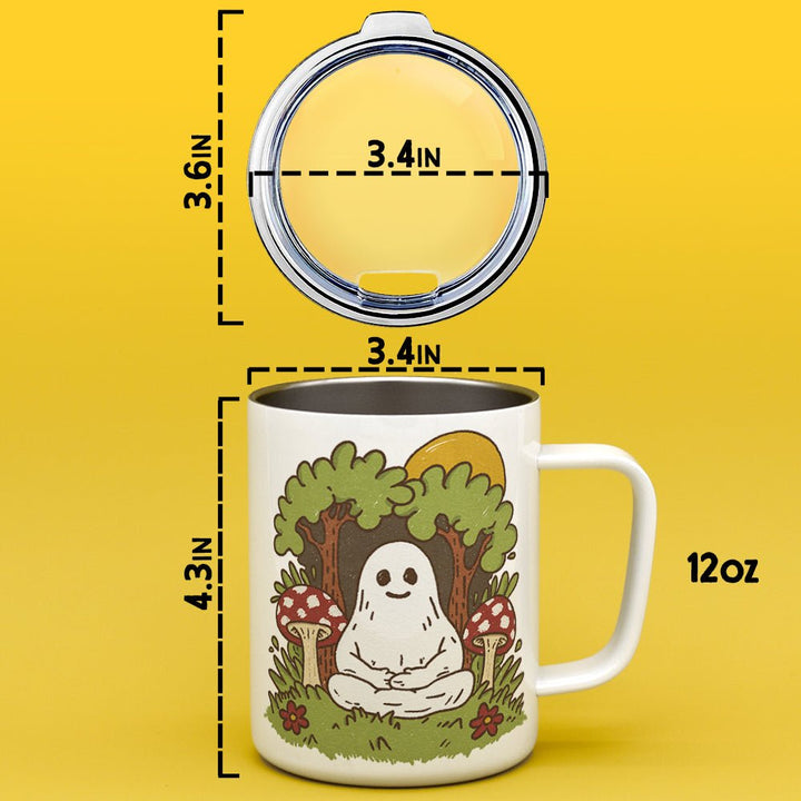 Meditating Ghost Insulated Travel Mug - Loftipop