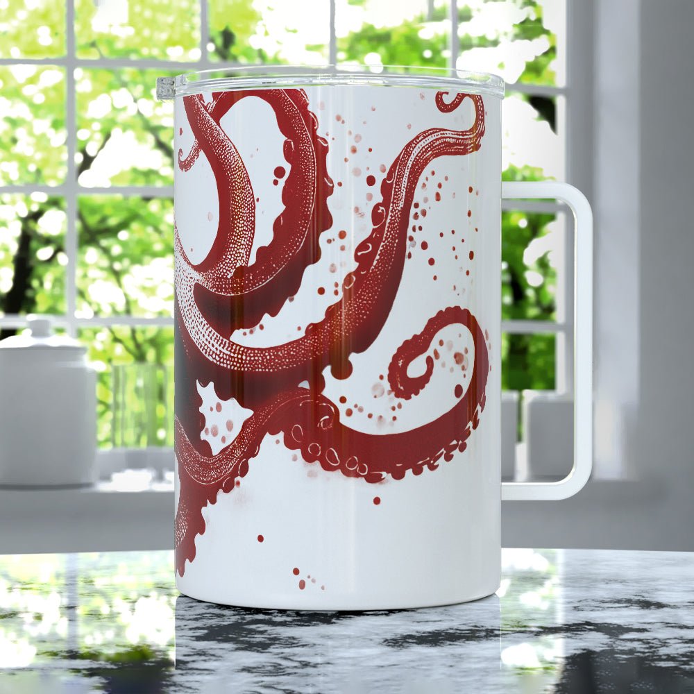 Nautical Red Octopus Insulated Travel Mug - Loftipop