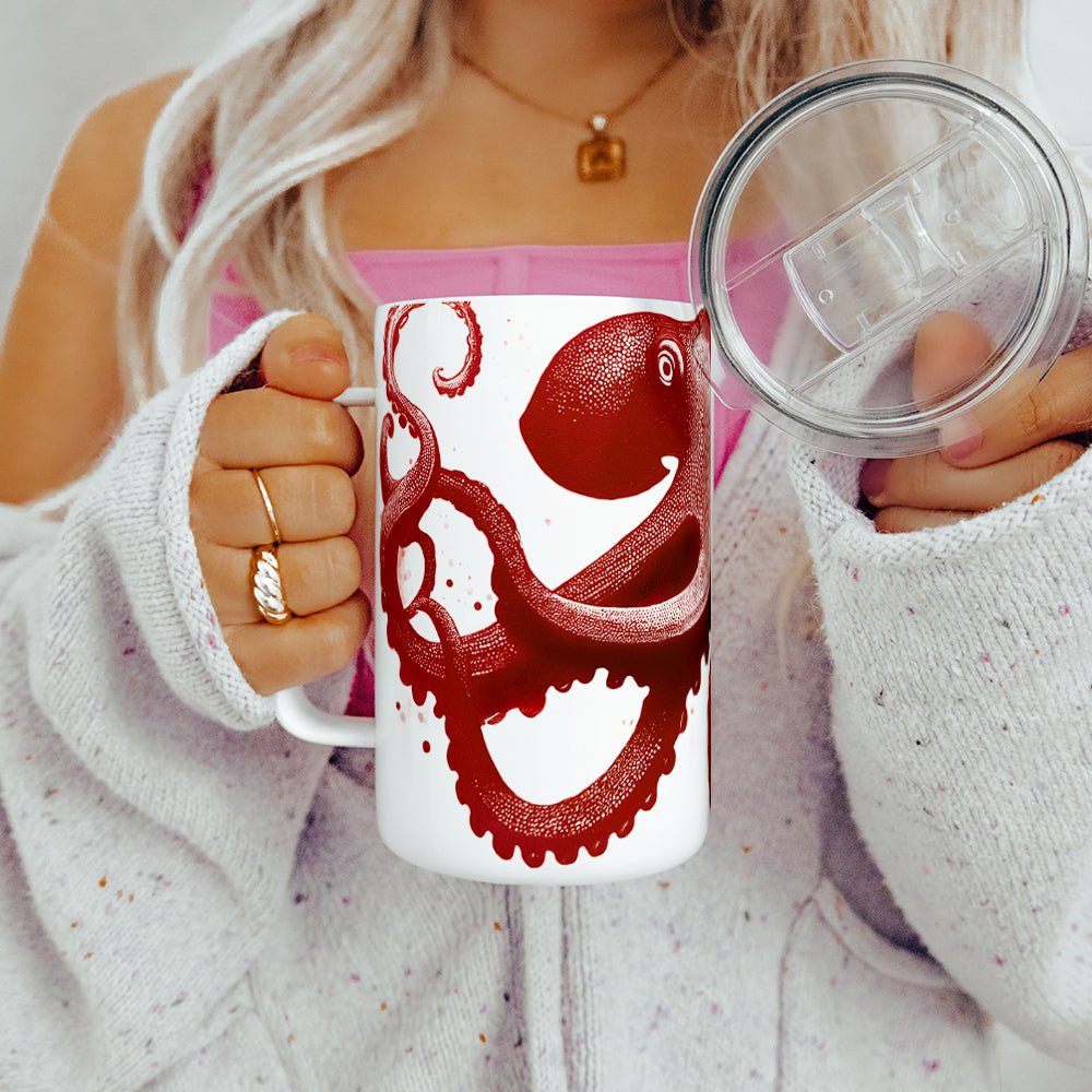 Nautical Red Octopus Insulated Travel Mug - Loftipop