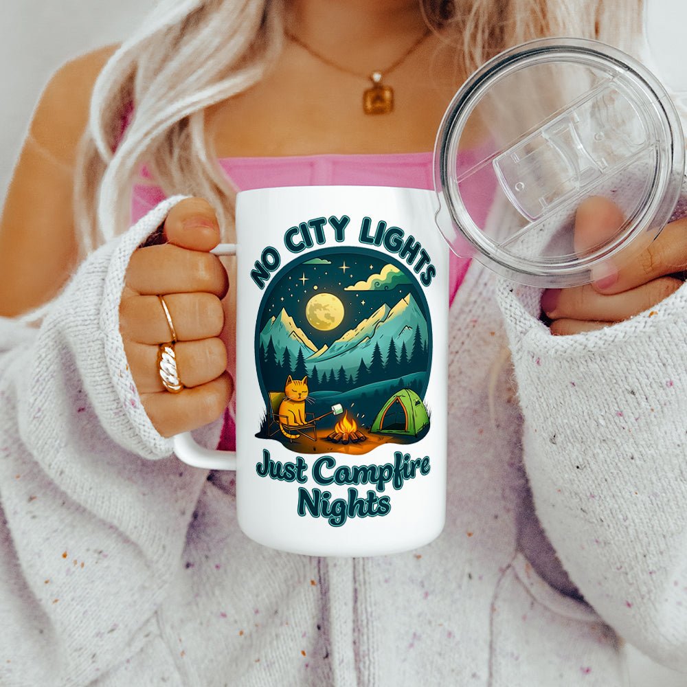 No City Lights Just Campfire Nights Insulated Travel Mug - Loftipop