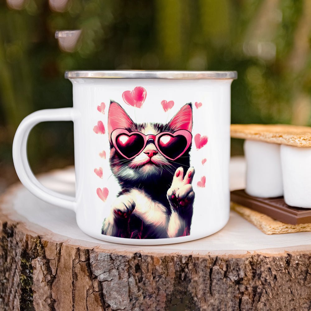 Peace and Love Cat Camp Mug - Loftipop