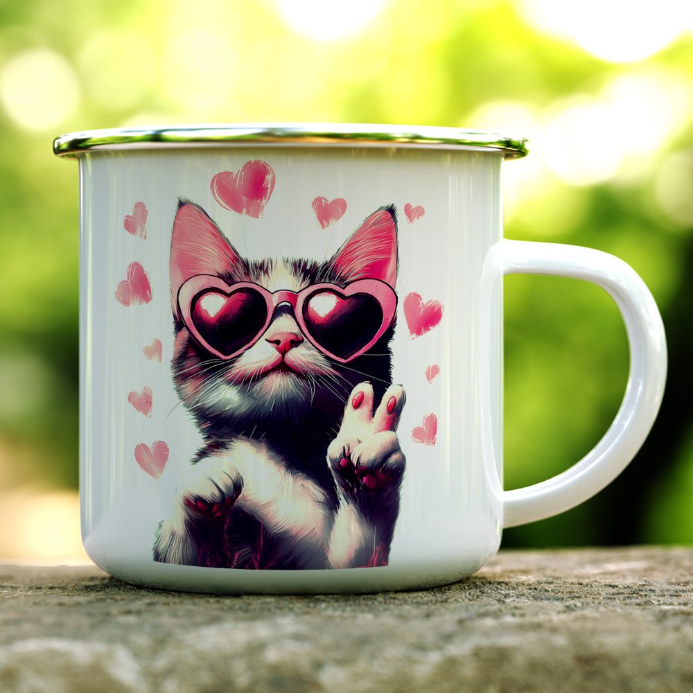 Peace and Love Cat Camp Mug - Loftipop