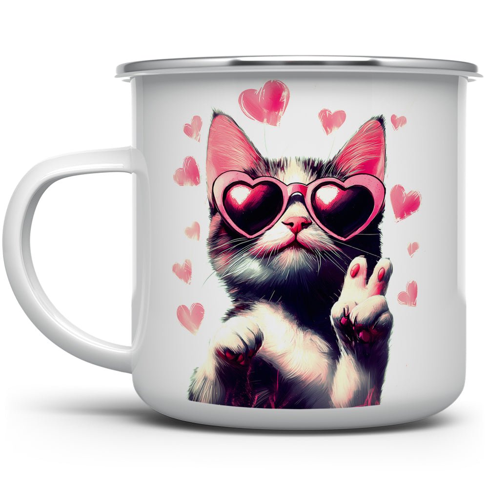 Peace and Love Cat Camp Mug - Loftipop