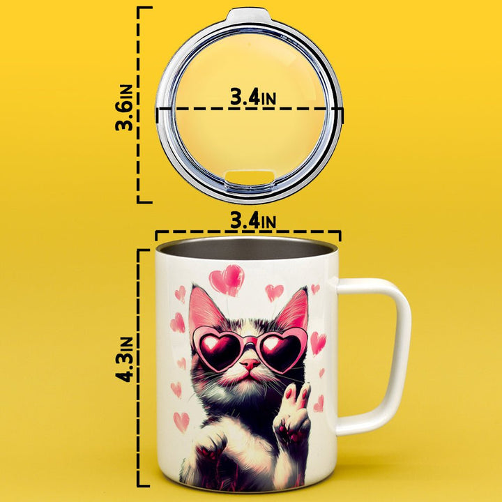 Peace and Love Cat Insulated Travel Mug - Loftipop