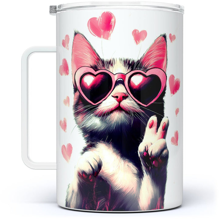 Peace and Love Cat Insulated Travel Mug - Loftipop