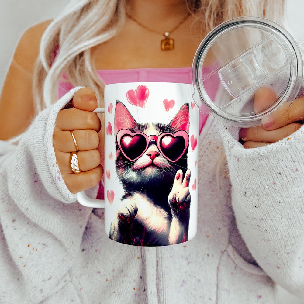 Peace and Love Cat Insulated Travel Mug - Loftipop