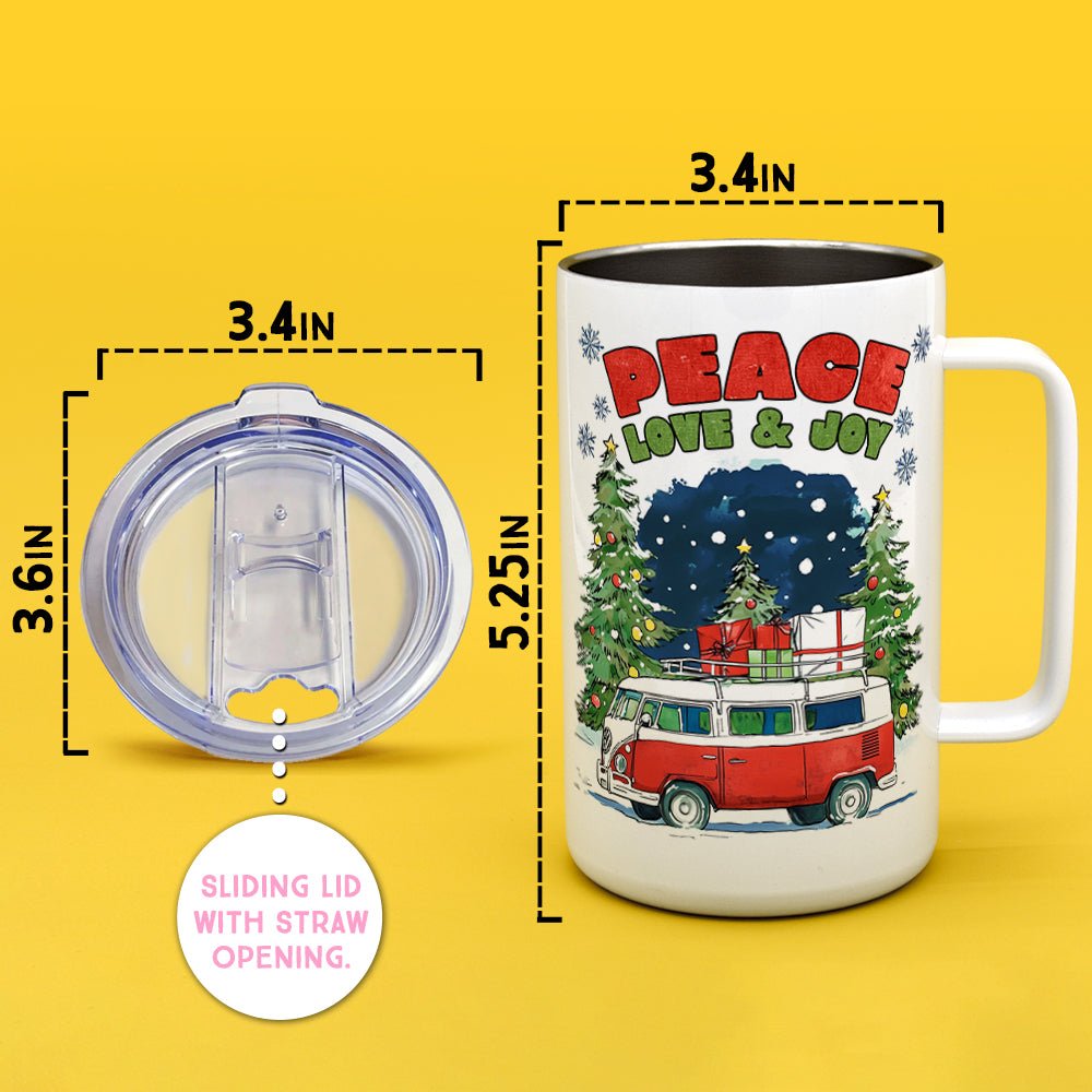 Peace Love Joy Insulated Travel Mug - Loftipop