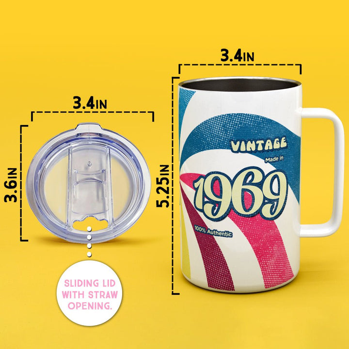 Personalized Birth Year 1960's Retro Insulated Travel Mug - Loftipop