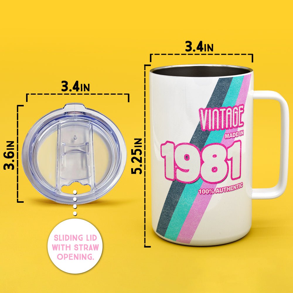 Personalized Birth Year 1980's Retro Insulated Travel Mug - Loftipop