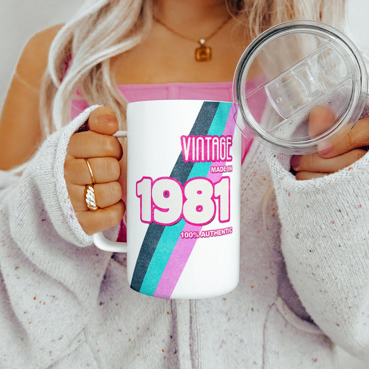 Personalized Birth Year 1980's Retro Insulated Travel Mug - Loftipop