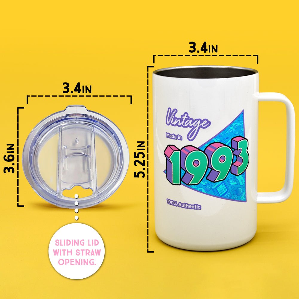 Personalized Birth Year 1990's Retro Insulated Travel Mug - Loftipop