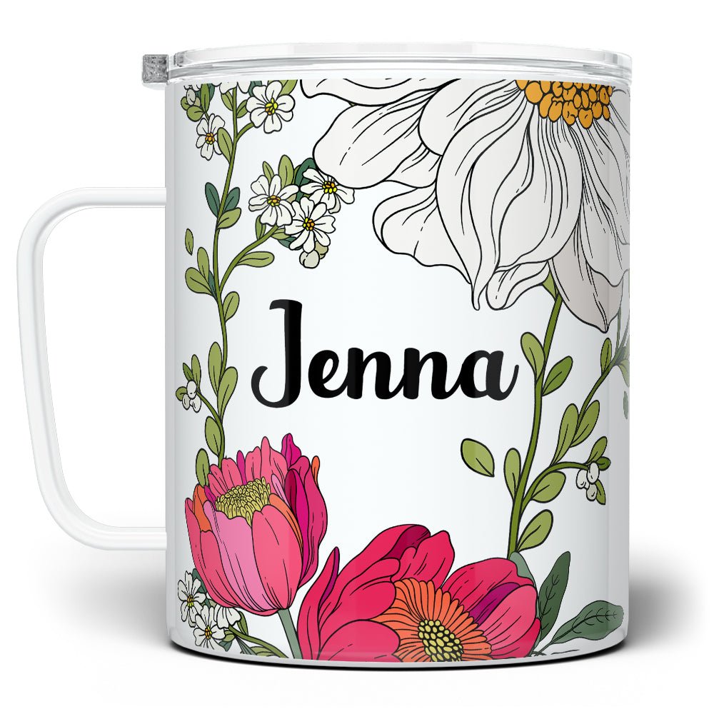 Personalized Name Botanical Insulated Travel Mug - Loftipop