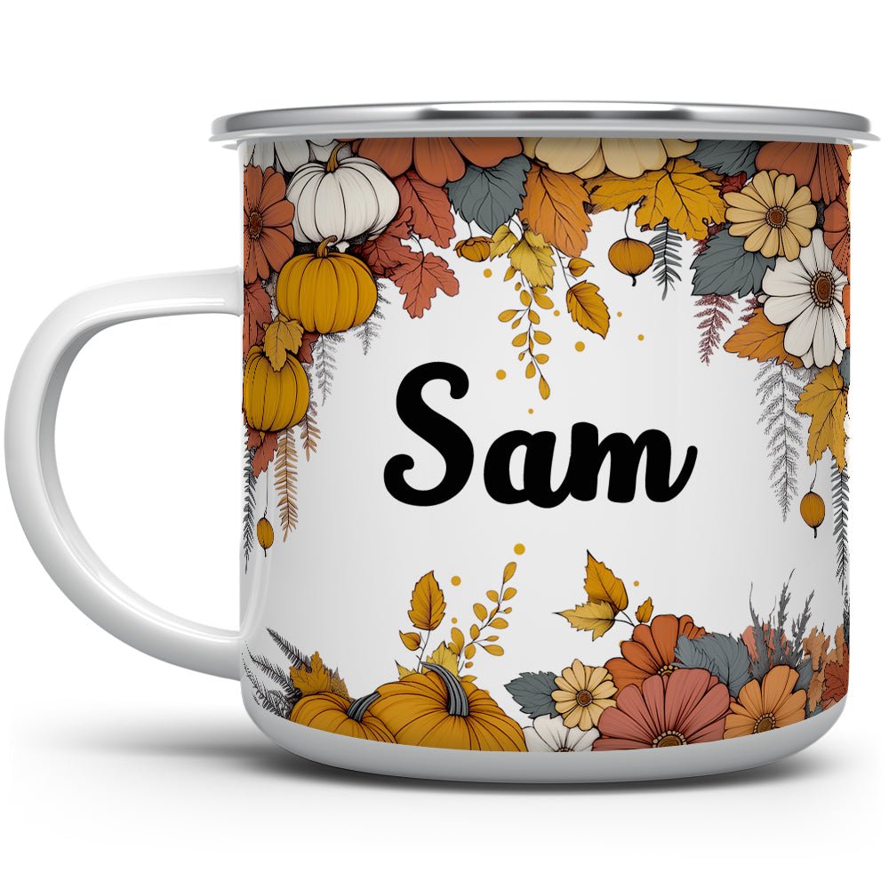 Personalized Name Fall Floral Camp Mug - Loftipop