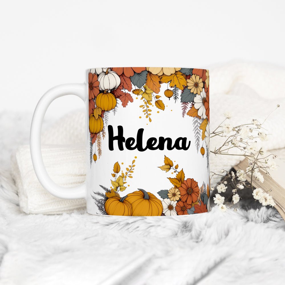 Personalized Name Fall Floral Mug - Loftipop