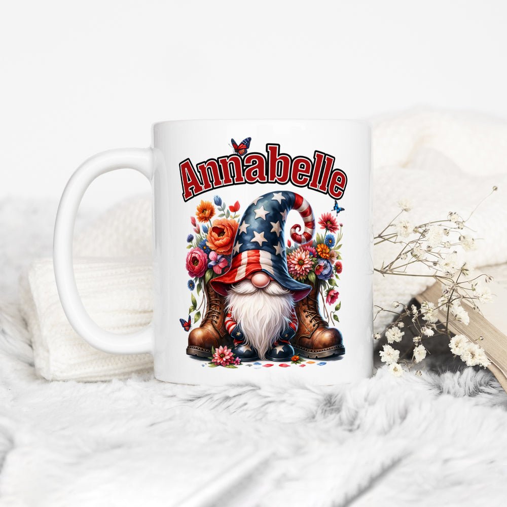 Personalized Name Patriotic Gnome Mug - Loftipop