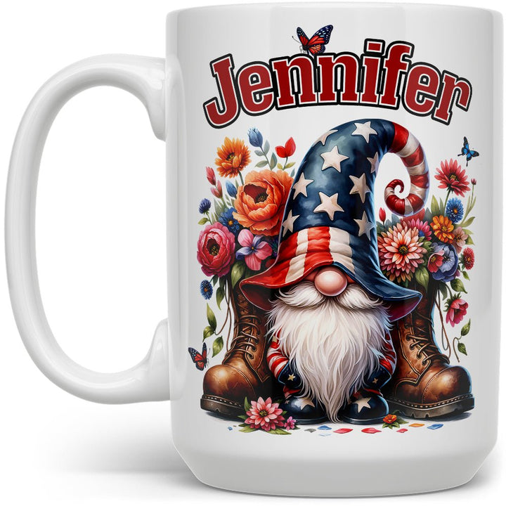 Personalized Name Patriotic Gnome Mug - Loftipop