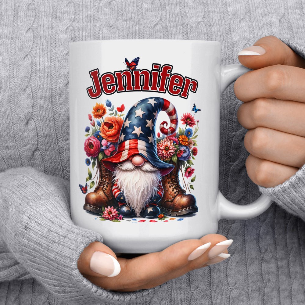 Personalized Name Patriotic Gnome Mug - Loftipop