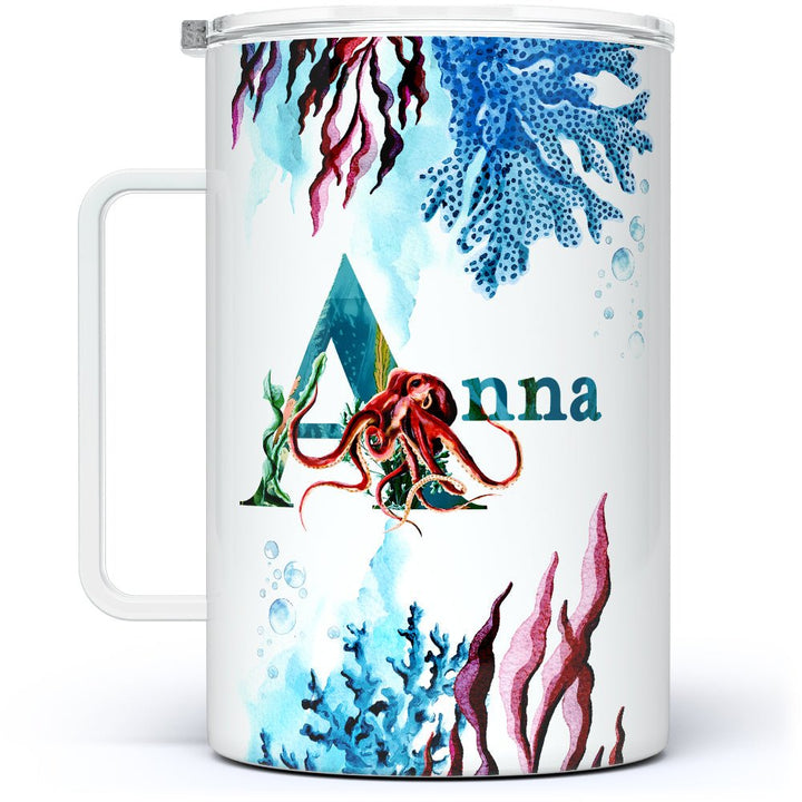Personalized Name Sea Life Insulated Travel Mug - Loftipop