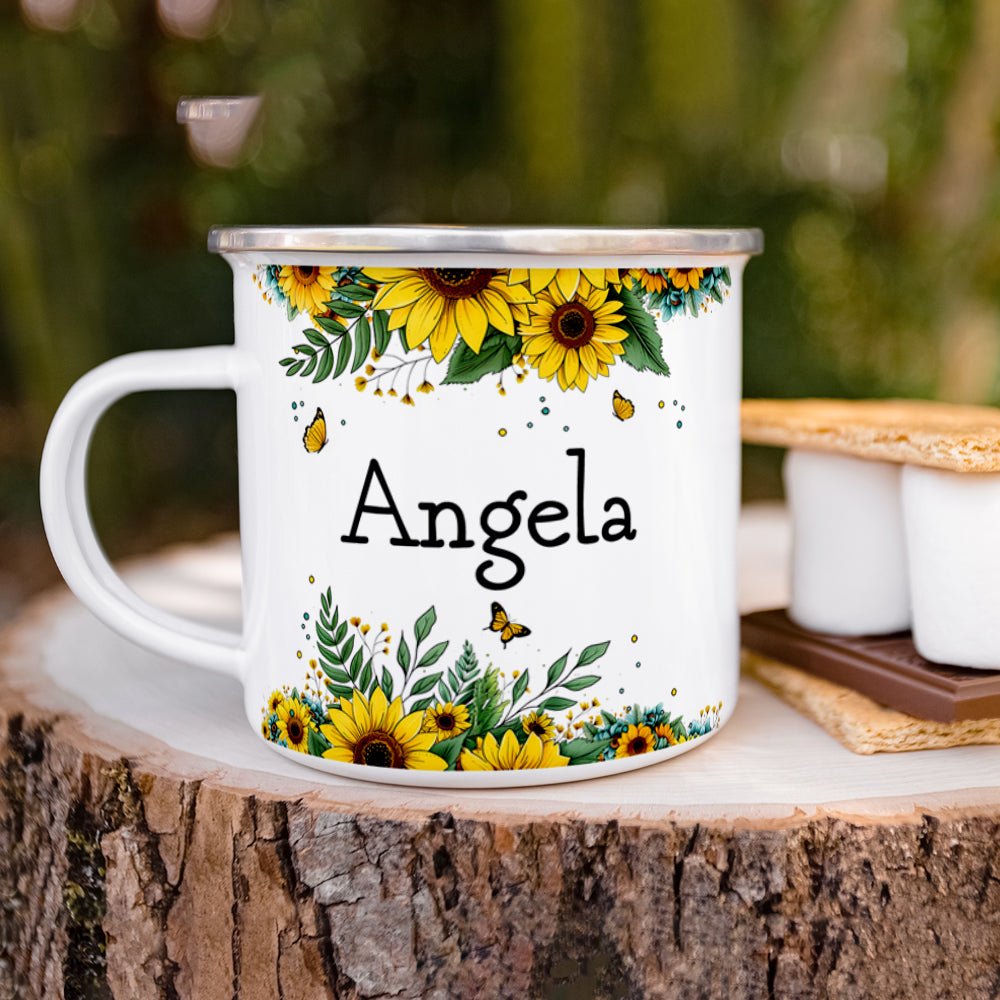 Personalized Name Sunflower Camp Mug - Loftipop