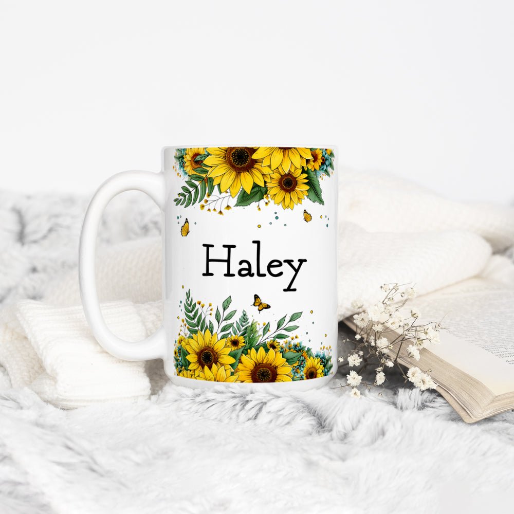 Personalized Name Sunflower Mug - Loftipop