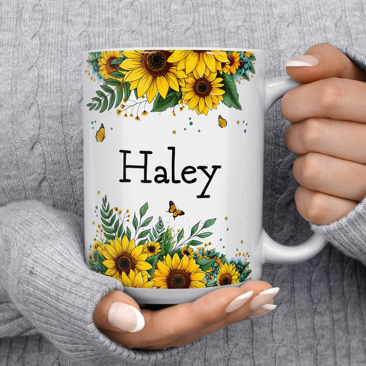 Personalized Name Sunflower Mug - Loftipop