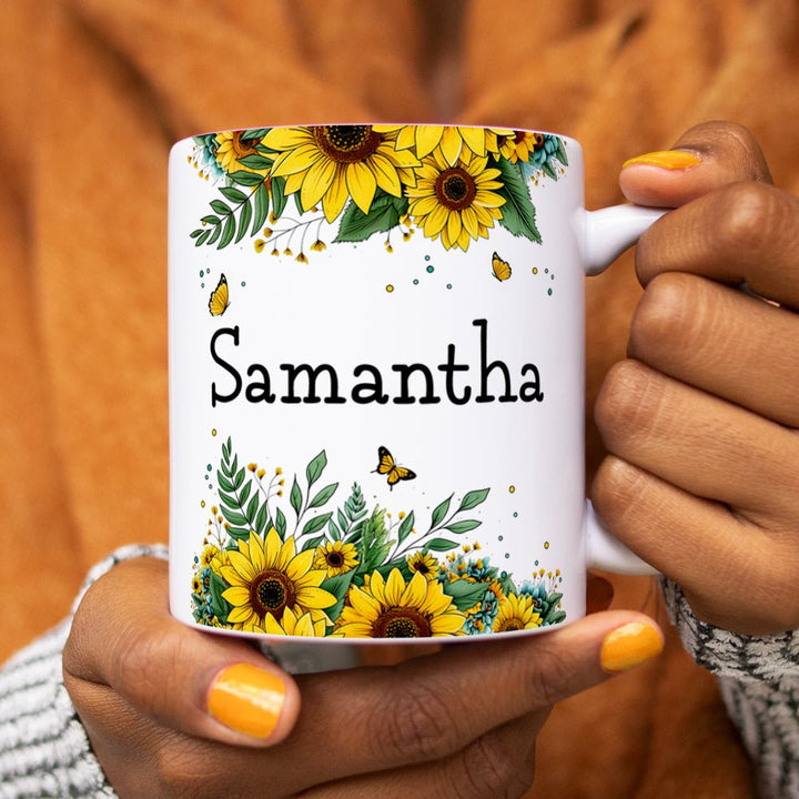 Personalized Name Sunflower Mug - Loftipop