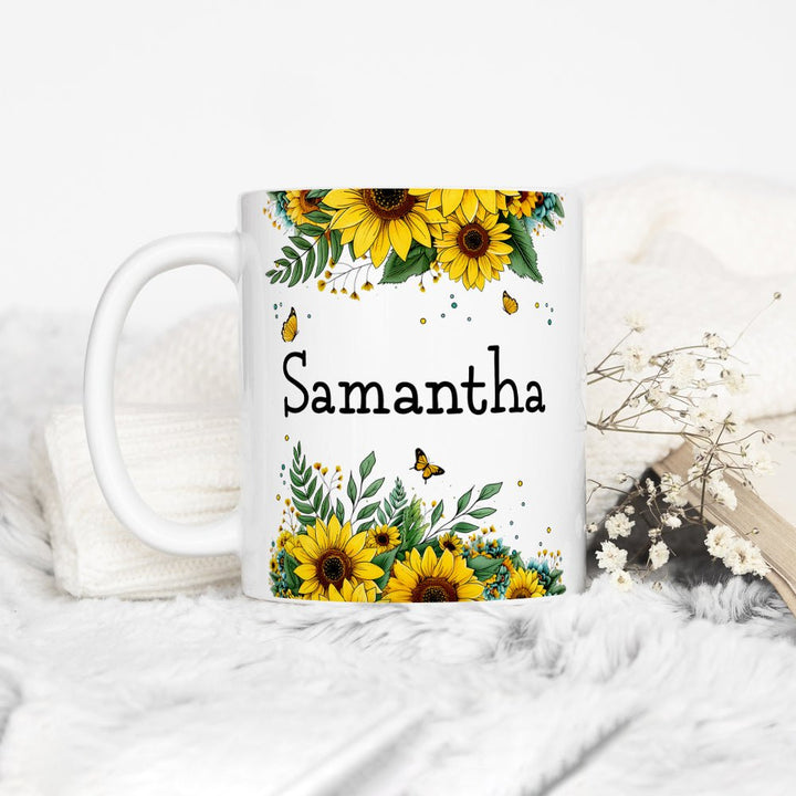 Personalized Name Sunflower Mug - Loftipop