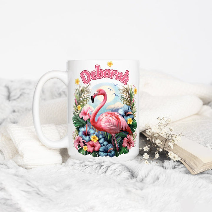 Personalized Name Tropical Flamingo Mug - Loftipop