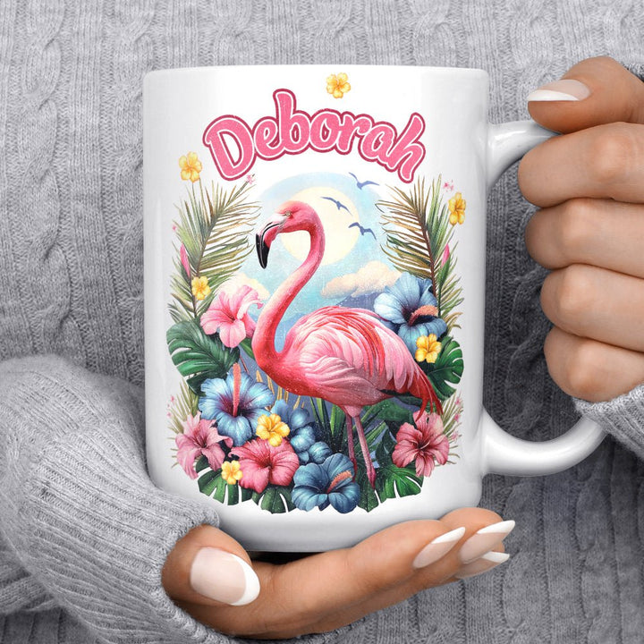 Personalized Name Tropical Flamingo Mug - Loftipop