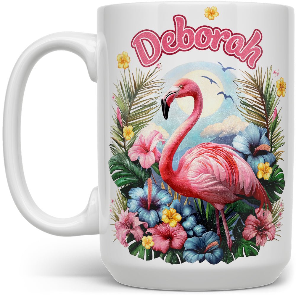 Personalized Name Tropical Flamingo Mug - Loftipop