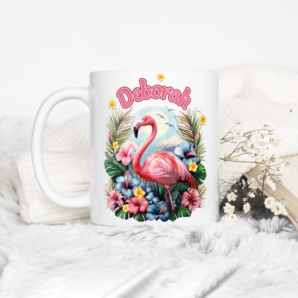 Personalized Name Tropical Flamingo Mug - Loftipop