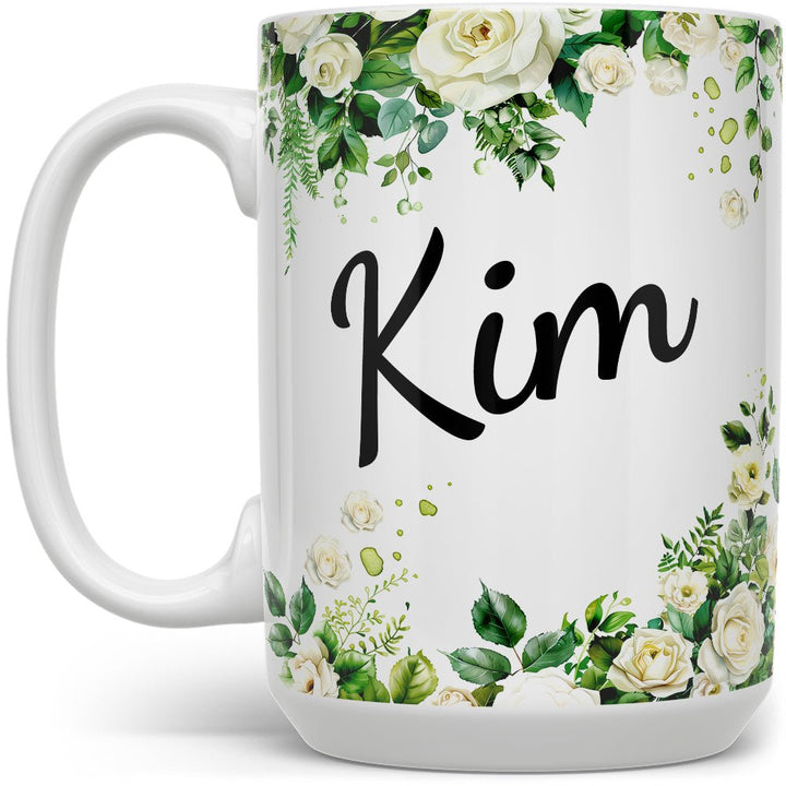 Personalized Name White Rose Mug - Loftipop