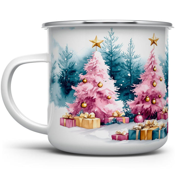 Pink Holiday Trees Camp Mug - Loftipop