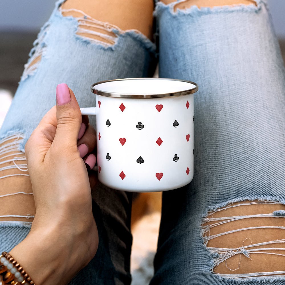 Playing Card Suit Pattern Camp Mug - Loftipop