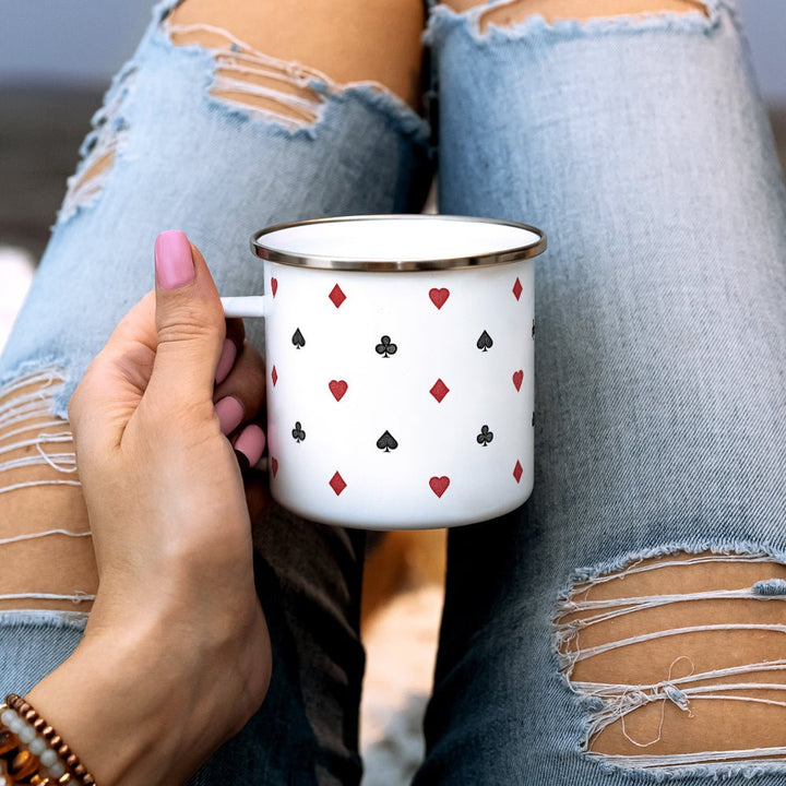 Playing Card Suit Pattern Camp Mug - Loftipop