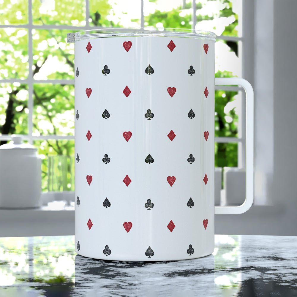 Playing Card Suit Pattern Insulated Travel Mug - Loftipop